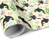 Orca Whale Wrapping Paper in Yellow Geschenkpapier (Rolleneckpunkt)