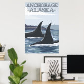 Orca Whales #1 - Anchorage, Alaska Poster (Heimbüro)