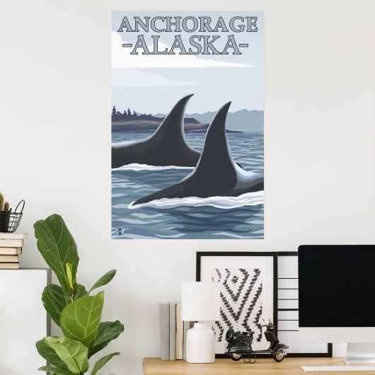 Orca Whales #1 - Anchorage, Alaska Poster (Heimbüro)
