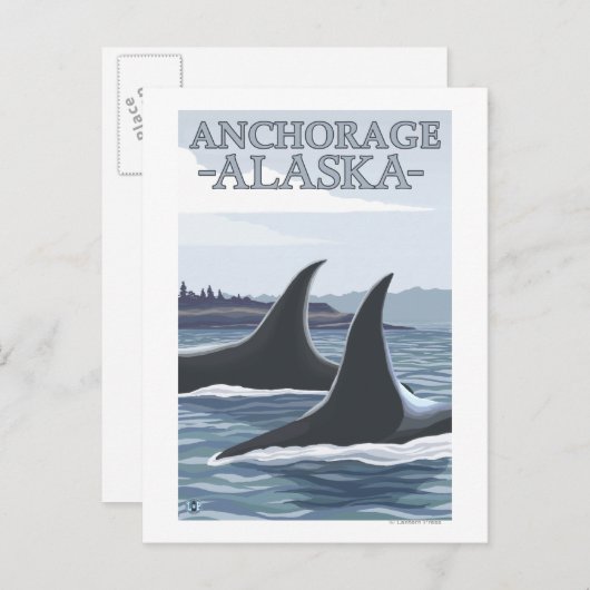Orca Whales #1 - Anchorage, Alaska Postkarte (Vorne/Hinten)