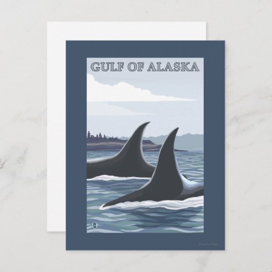 Orca Whales #1 - Golf von Alaska Postkarte (Vorne/Hinten)