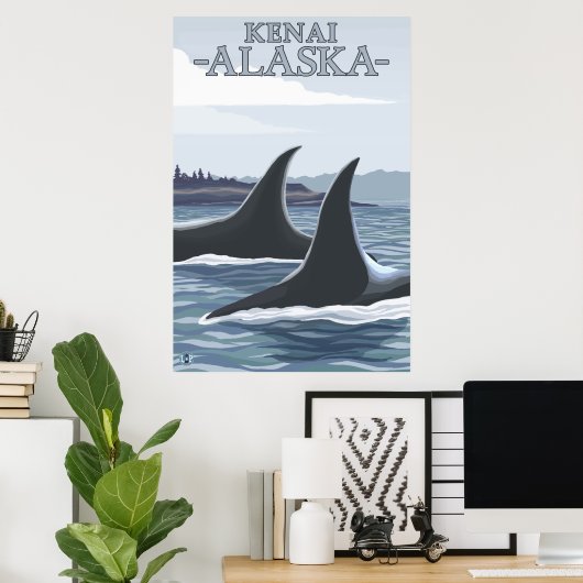 Orca Whales #1 - Kenai, Alaska Poster (Heimbüro)