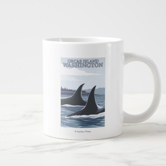 Orca Whales #1 - Orcas Island, Washington Jumbo-Tasse (Rechts)