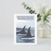 Orca Whales #1 - San Juan Island, Washington Postkarte (Stehend Vorderseite)