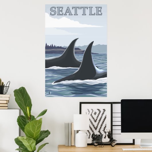 Orca Whales #1 - Seattle, Washington Poster (Heimbüro)