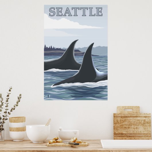 Orca Whales #1 - Seattle, Washington Poster (Küche)