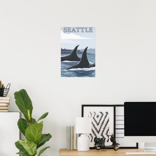 Orca Whales #1 - Seattle, Washington Poster (Heimbüro)
