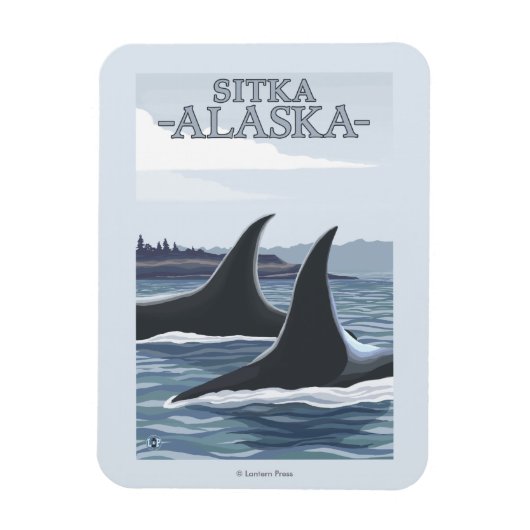 Orca Whales #1 - Sitka, Alaska Magnet (Vertikal)