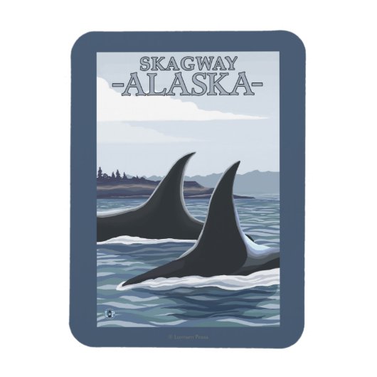 Orca Whales #1 - Skagway, Alaska Magnet (Vertikal)