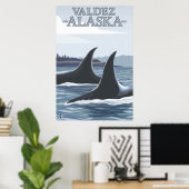Orca Whales #1 - Valdez, Alaska Poster (Heimbüro)