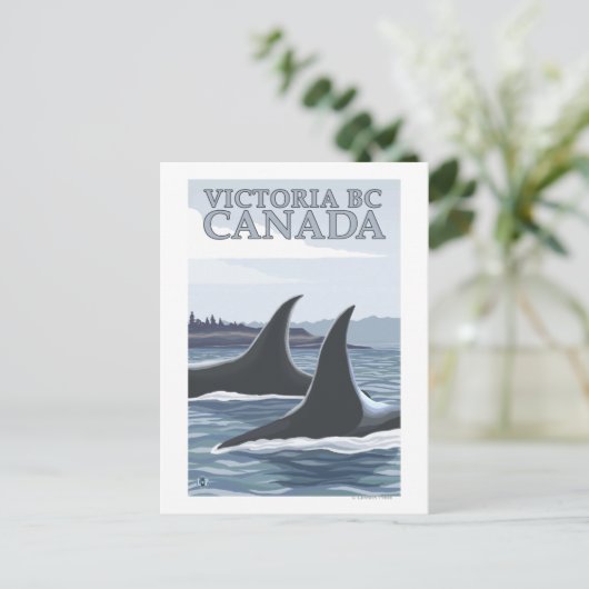 Orca Whales #1 - Victoria, BC Canada Postkarte (Stehend Vorderseite)