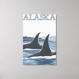 Orca Whales #1 - Vintage Travel Poster Leinwanddruck