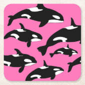Orca Whales auf Rosa Rechteckiger Pappuntersetzer (Vorderseite)