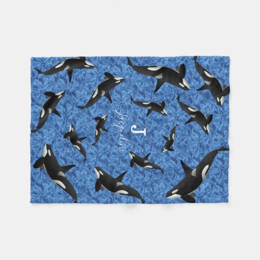 Orca Wild Killer Whale Pod | Personalisiert Fleecedecke (Vorderseite (Horizontal))