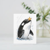 OrcabalanciertSeesternSpielendMarineTinteIllus Postkarte (Stehend Vorderseite)