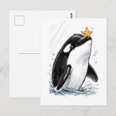 OrcabalanciertSeesternSpielendMarineTinteIllus Postkarte (Vorne/Hinten)
