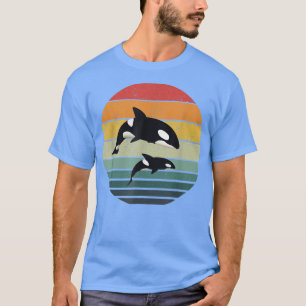 Orcafamilie Vintage Retro Art, Schwertwal-Familie T-Shirt