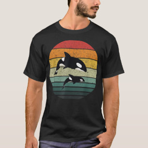 Orcafamilie Vintage Retro Art, Schwertwal Familie T-Shirt