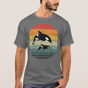 Orcafamilie Vintage Retro Art, Schwertwal Familie T-Shirt