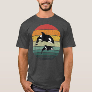 Orcafamilie Vintage Retro Art, Schwertwal-Familie T-Shirt