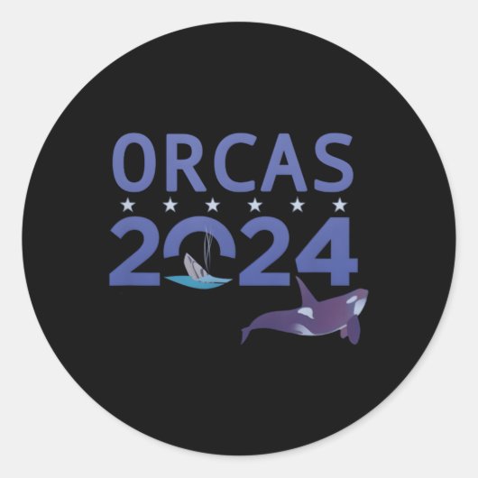 Orcas 2024 runder aufkleber (Vorderseite)