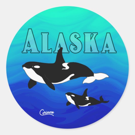 Orcas Alaska - Aufkleber für den Umschlag (Vorderseite)