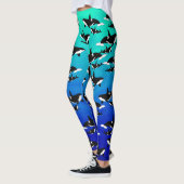 Orcas auf Ombre Blue Green - Leggings (Links)