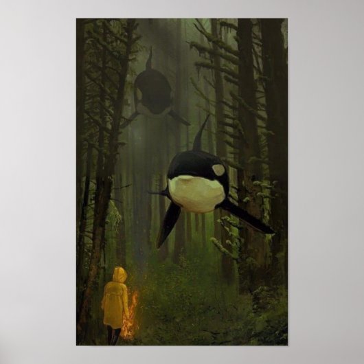 Orcas in a Mystical Forest Poster (Vorne)