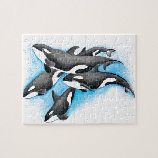 Orcas in blau puzzle (Horizontal)