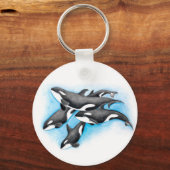 Orcas in blau schlüsselanhänger (Vorderseite)