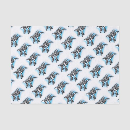 Orcas in blau seidenpapier (Vorderseite)