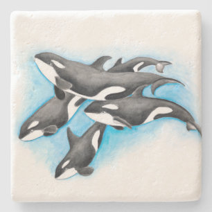 Orcas in blau steinuntersetzer
