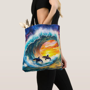 Orcas in einem Wellenbauwerk von Rich AMeN Gill Tasche