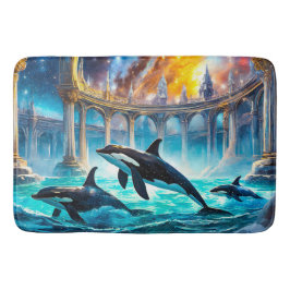 Orcas in Galaxy Castle Design von Rich AMeN Gill Badematte