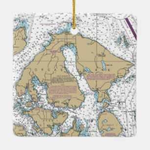 Orcas Island Nautic Chart Keramikornament