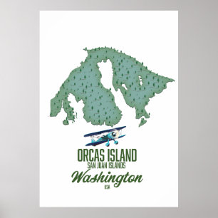 Orcas Island, Washington, USA Karte Poster