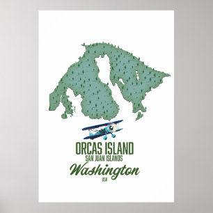 Orcas Island, Washington, USA Karte Poster