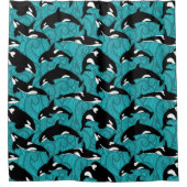 Orcas Killer Wale im Ozean Gemustert Duschvorhang (Vorderseite)