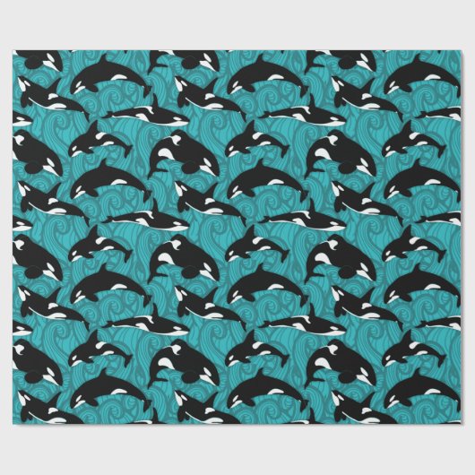 Orcas Killer Wale im Ozean Gemustert Geschenkpapier (Flach)