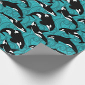 Orcas Killer Wale im Ozean Gemustert Geschenkpapier (Ecke)