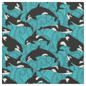 Orcas Killer Wale im Ozean Gemustert Stoff (Nahaufnahme)