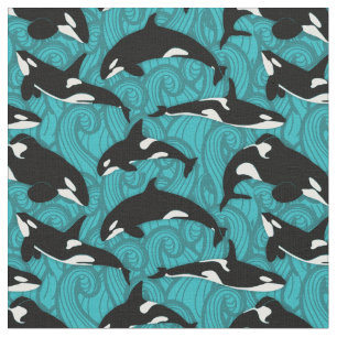 Orcas Killer Wale im Ozean Gemustert Stoff
