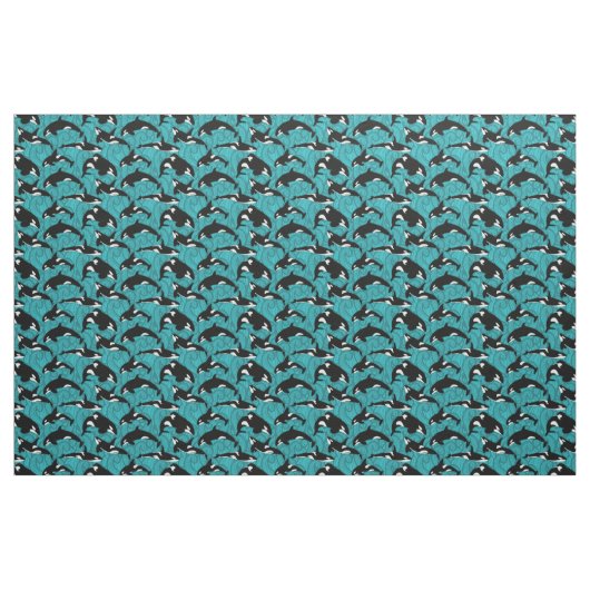 Orcas Killer Wale im Ozean Gemustert Stoff (Fat Quarter (45,7 x 55,9 cm))