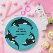Orcas Killer Whales Aquamarin Blue Birthday Party Pappteller (Party)