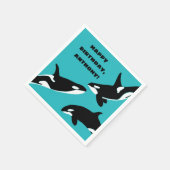Orcas Killer Whales Aquamarin Blue Birthday Party Serviette (Ecke)