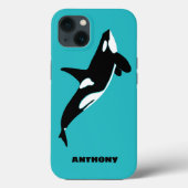 Orcas Killer Whales Aquamarin Blue Personalisiert Case-Mate iPhone Hülle (Rückseite)