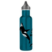 Orcas Killer Whales Aquamarin Blue Personalisiert Edelstahlflasche (Links)