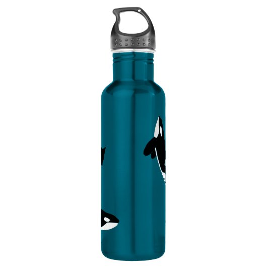 Orcas Killer Whales Aquamarin Blue Personalisiert Edelstahlflasche (Rückseite)