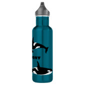 Orcas Killer Whales Aquamarin Blue Personalisiert Edelstahlflasche (Rechts)