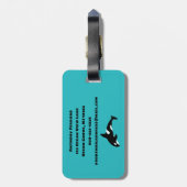 Orcas Killer Whales Aquamarin Blue Personalisiert Gepäckanhänger (Rückseite vertikal)